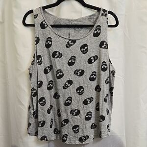 Gray Skull Print Women's Tank Top
